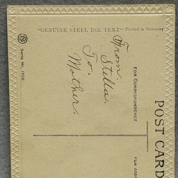 Purple Pansies‎ Gold Trim Ribbon Embossed Birthday Greetings c1910s POSTCARD - Picture 5 of 6